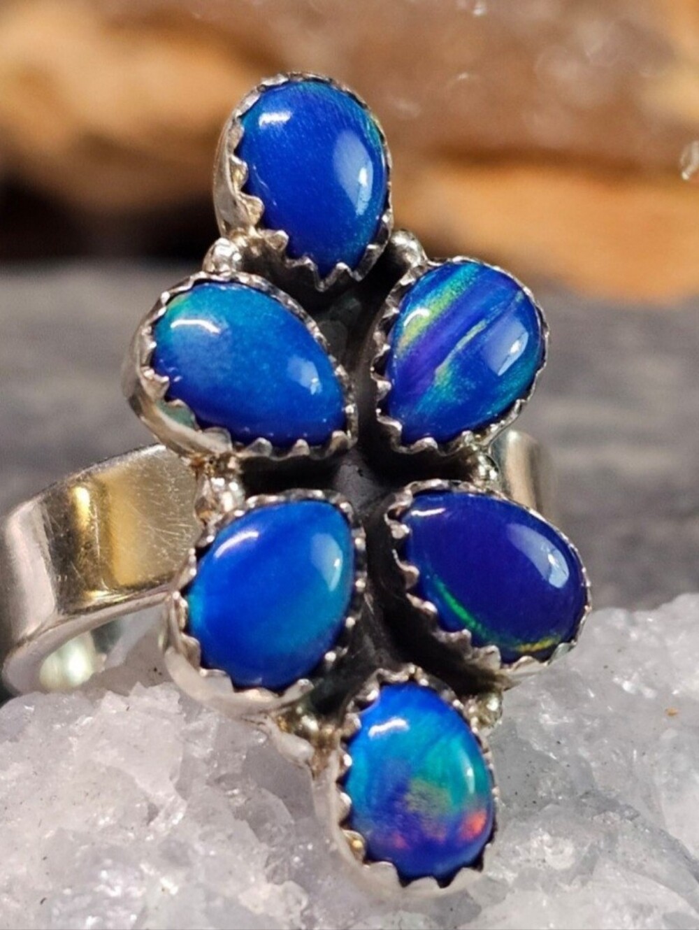 Aurora Boriellis Opal Cluster Statement Ring